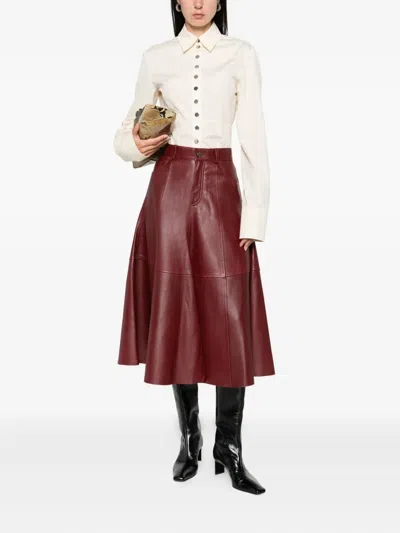 Haikure A-line Leather Skirt In Red