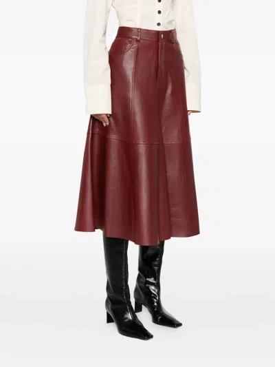 Haikure A-line Leather Skirt In Red