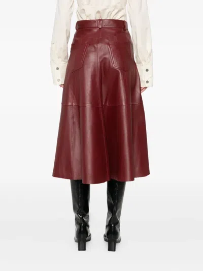 Haikure A-line Leather Skirt In Red
