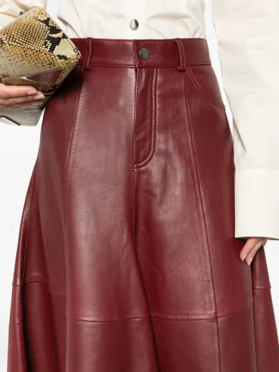 Haikure A-line Leather Skirt In Red