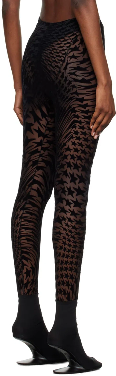 Mugler Star Mesh Flocked Tights In Black