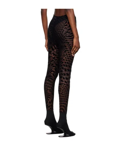 Mugler Star Mesh Flocked Tights In Black