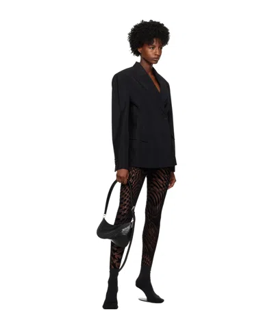 Mugler Star Mesh Flocked Tights In Black