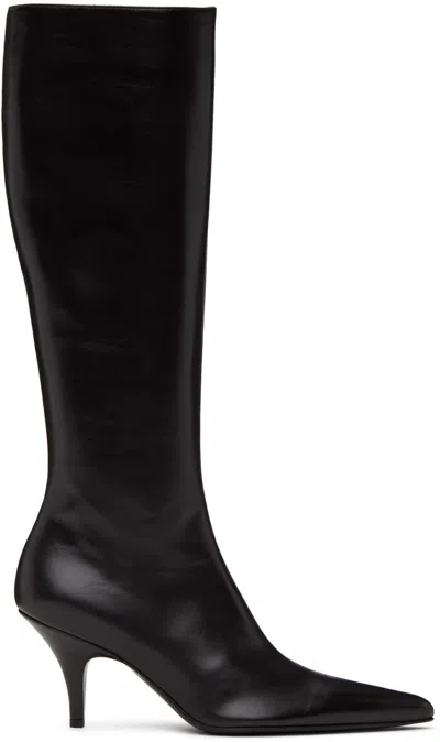 The Row Sling Boot 80mm Leather Boots In Black