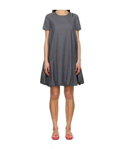 Marni Short Grey Wool Dress With  Symbol In Blue