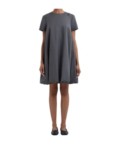Marni Short Grey Wool Dress With  Symbol In Blue