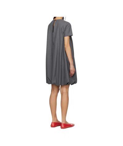Marni Short Grey Wool Dress With  Symbol In Blue