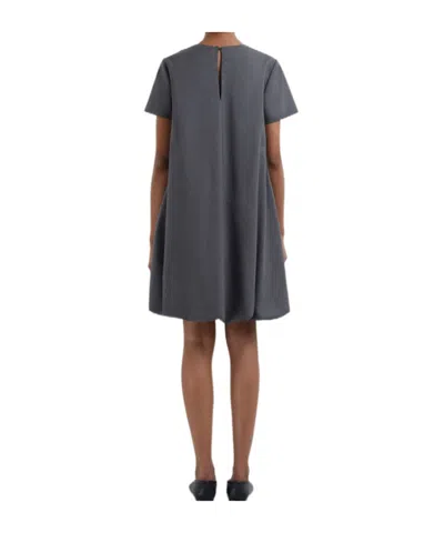 Marni Short Grey Wool Dress With  Symbol In Blue