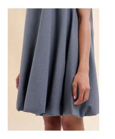 Marni Short Grey Wool Dress With  Symbol In Blue