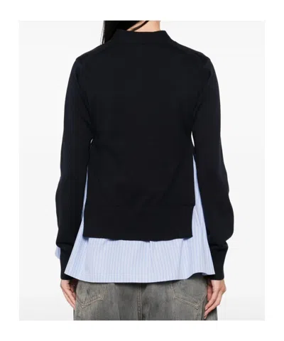 Sacai Poplin Cardigan In Black
