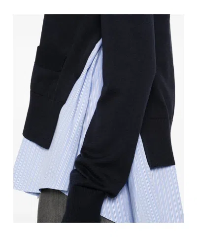 Sacai Poplin Cardigan In Black