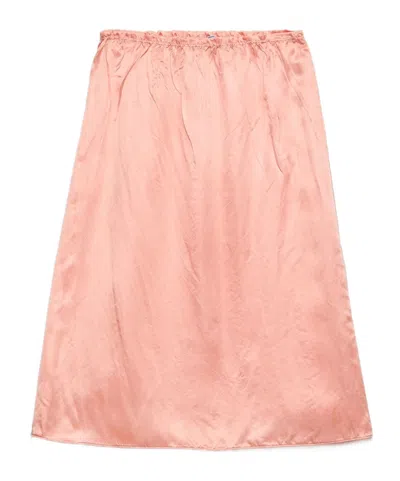 Prada Washed Satin Skirt In Pink