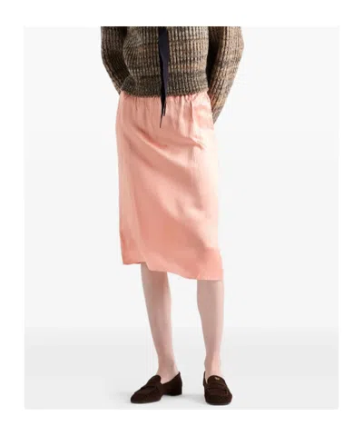 Prada Washed Satin Skirt In Pink