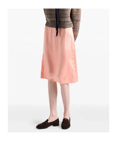 Prada Washed Satin Skirt In Pink