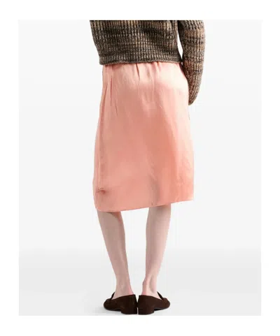 Prada Washed Satin Skirt In Pink