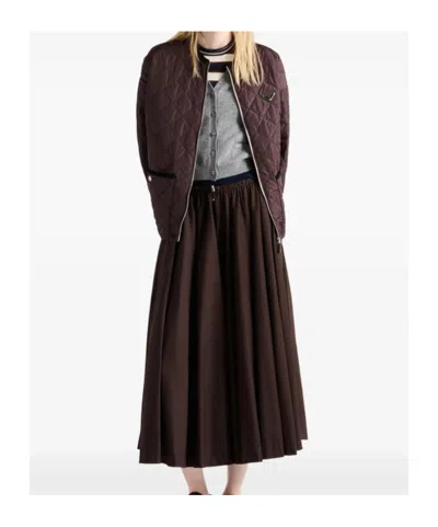 Prada Quilted Cotton Jacket In Brown