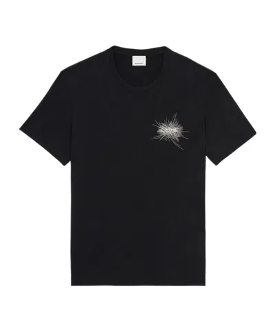 Isabel Marant Black Crewneck Embroidered T-shirt In Black