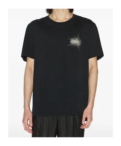 Isabel Marant Black Crewneck Embroidered T-shirt In Black