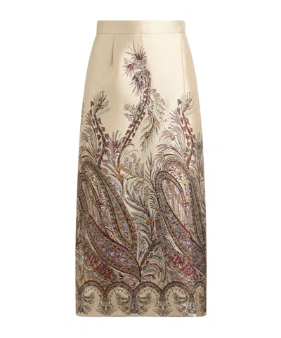 Etro , Fil Coupé Jacquard Pencil Midi Skirt, Woman, Multicolour, Size 40