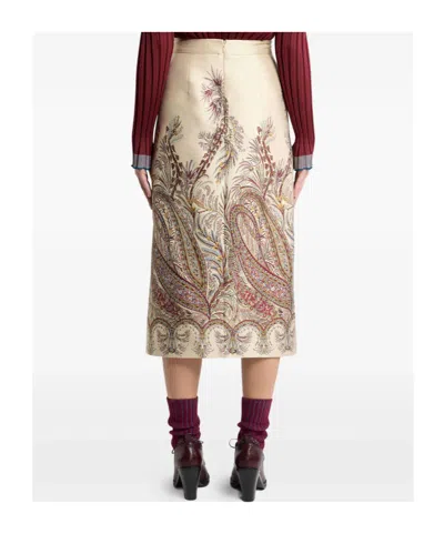 Etro , Fil Coupé Jacquard Pencil Midi Skirt, Woman, Multicolour, Size 40