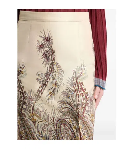 Etro , Fil Coupé Jacquard Pencil Midi Skirt, Woman, Multicolour, Size 40