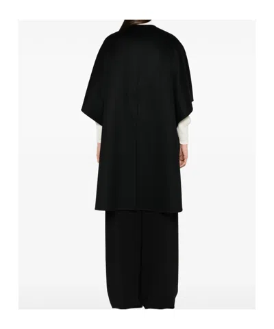 Max Mara Button-fastening Short-sleeved Cape In Black