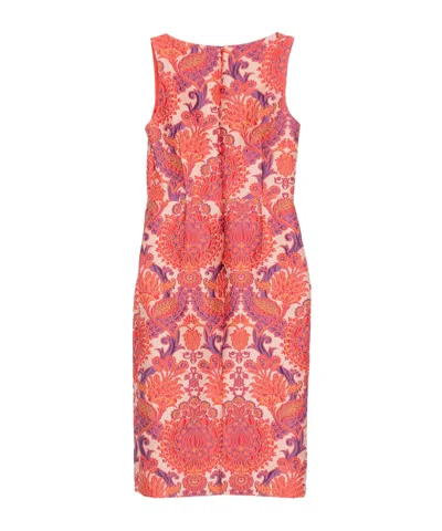 Etro Sleeveless Brocade Sheath Dress In Orange