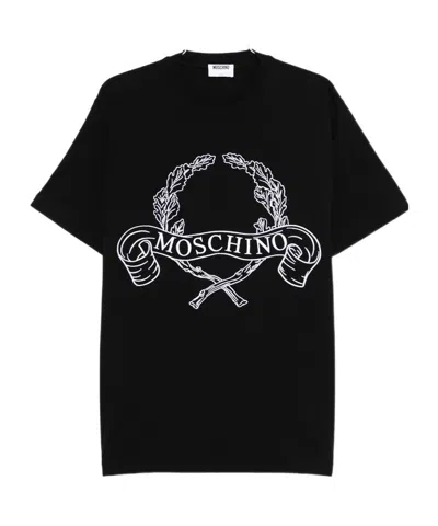 Moschino Logo-embroidered T-shirt In Black