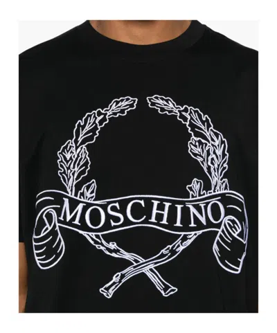 Moschino Logo-embroidered T-shirt In Black