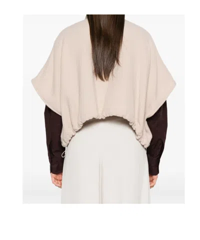 Herno Resort Short-sleeve Poncho In Neutral