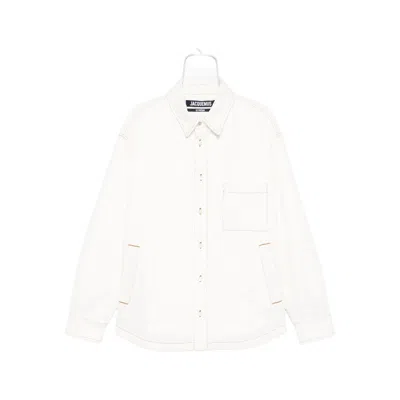 Jacquemus Shirt Jacket With Contrast Stitching In White