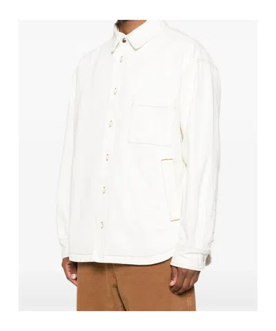 Jacquemus Shirt Jacket With Contrast Stitching In White