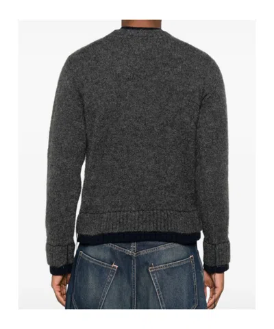 Sacai Double-layered Frayed-edge Sweater In Black