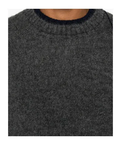 Sacai Double-layered Frayed-edge Sweater In Black