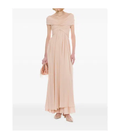 Alberta Ferretti Light Pink Dress In Silk Georgette Women In Neutral