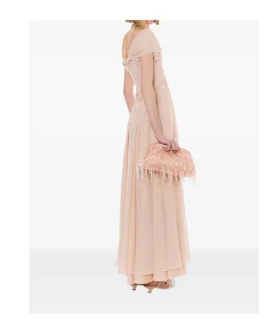 Alberta Ferretti Light Pink Dress In Silk Georgette Women In Neutral