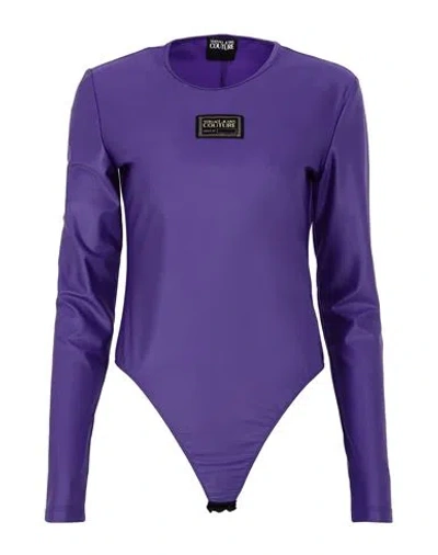 Versace Jeans Couture Woman Bodysuit Purple Size 6 Polyamide, Elastane