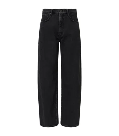 Allsaints Womens Washed Black Sadie Barrel-leg Mid-rise Stretch-denim Jeans