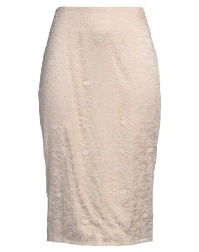 Ermanno Scervino Woman Midi Skirt Beige Size 8 Cotton, Polyamide
