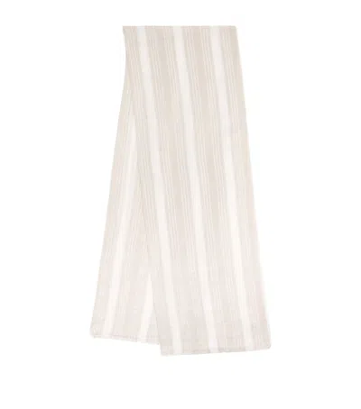 Eleventy Linen-blend Stripe Scarf