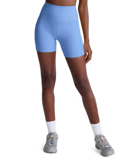 Beyond Yoga Keep Pace Space Dye Bike Shorts In Blue