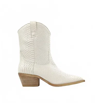 Shu Shop Women's Zouzou Snake Skin Boot In White