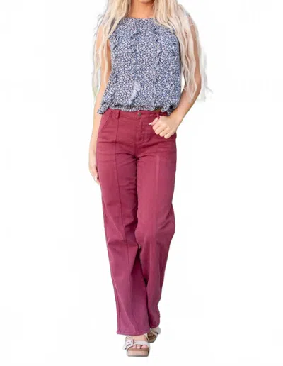 Judy Blue High Rise Front Seam Straight Pants In Burgandy In Red