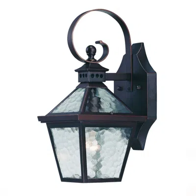 Hivvago Two Light Antique Bronze Hammered Glass Wall Light