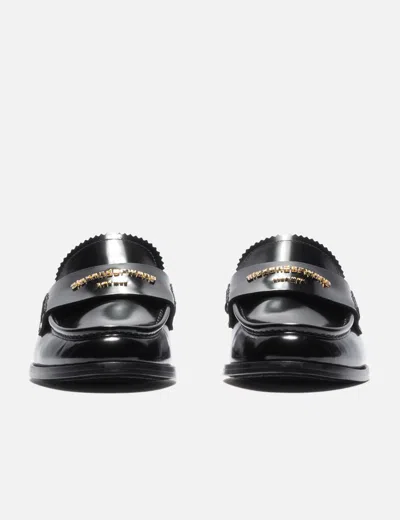 Alexander Wang Glossy Black Loafers With Decorative Strap And Elegant Silhouette In Black