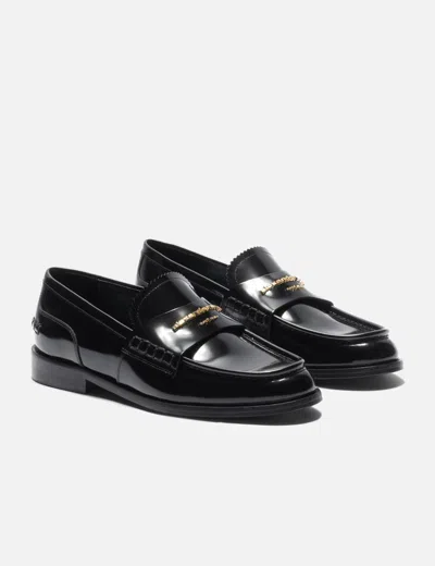 Alexander Wang Glossy Black Loafers With Decorative Strap And Elegant Silhouette In Black