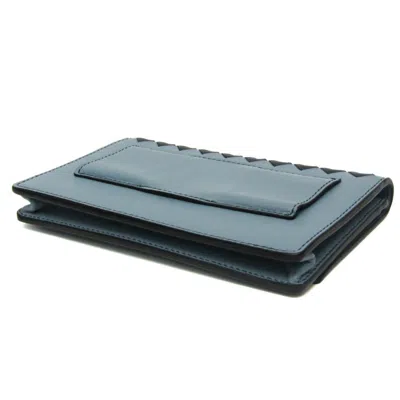 Pre-owned Bottega Veneta Intrecciato Blue Leather Wallet  ()