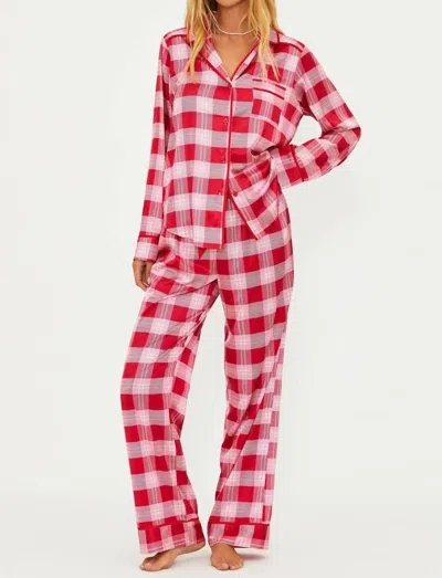 Beach Riot Livy & Connie Pajama Set In Candy Cane Plaid