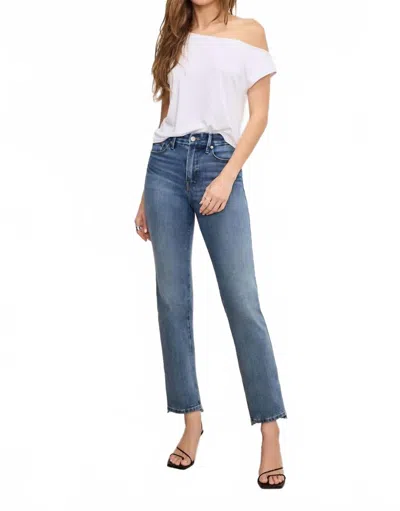 Good American Soft Tech Good Legs Straight Jeans In Indigo In Blue