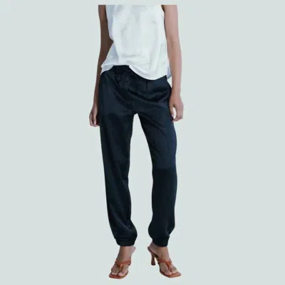 Melissa Nepton Davin Satin Jogger Pants In Navy In Gray